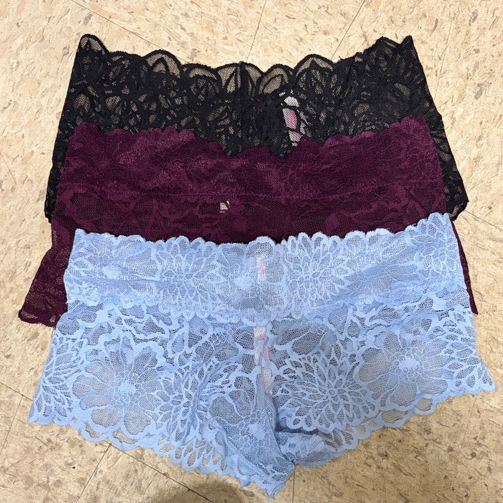 PINK Victoria's Secret Lace Panties - Black, Burgundy, Light Blue